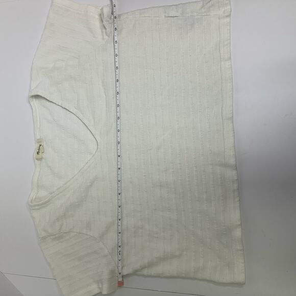 Madewell Cream Textured Cropped V-Neck Tee Size M - Picture 7 of 10